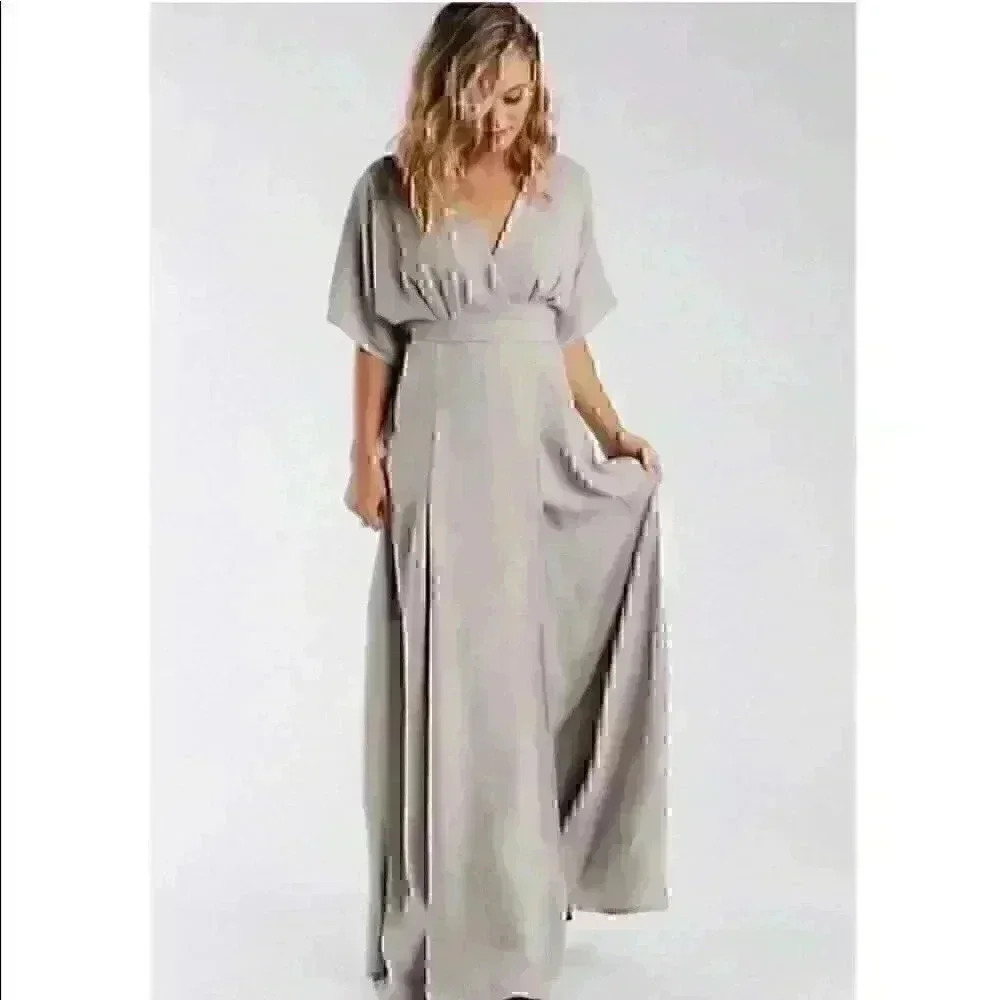 Clad and cloth grey wrap maxi dress Addison dress small neutral maxi long - Picture 5 of 8